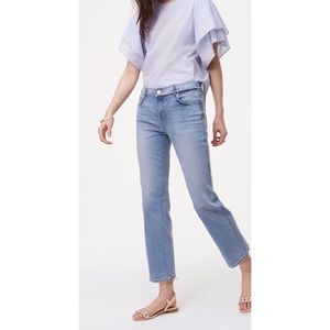 LOFT destructed light wash straight crop jeans